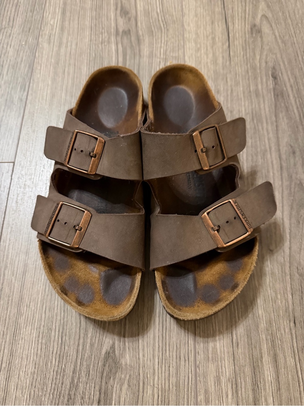 Birkenstock Brown Leather Shoe Interior with Size Stamp 39